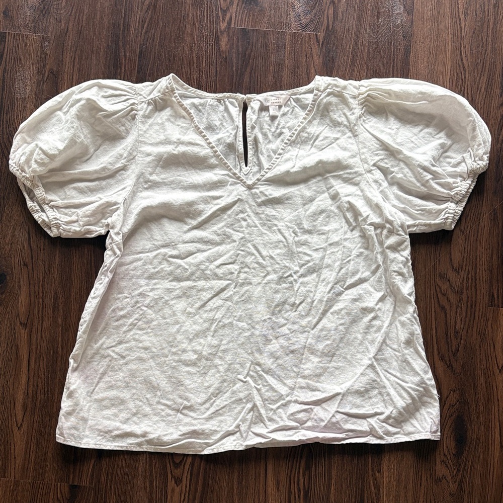 LC Lauren Conrad Cream Puff Sleeve Blouse